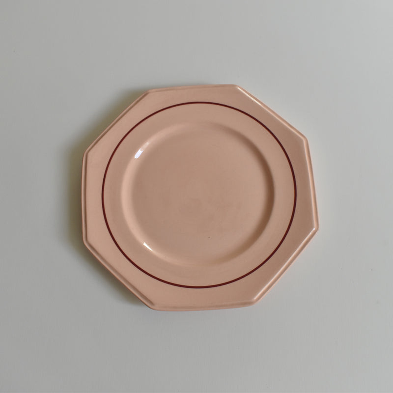 Vintage Dessert Plate, Longwy Octogonale Rose (cercle) H
