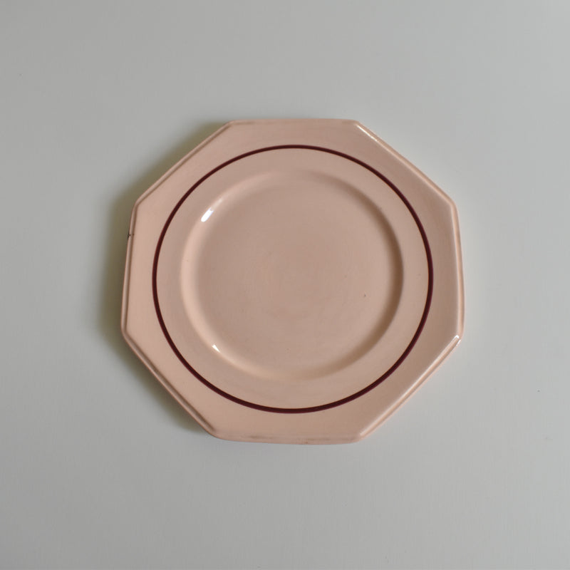 Vintage Dessert Plate, Longwy Octogonale Rose (cercle) I