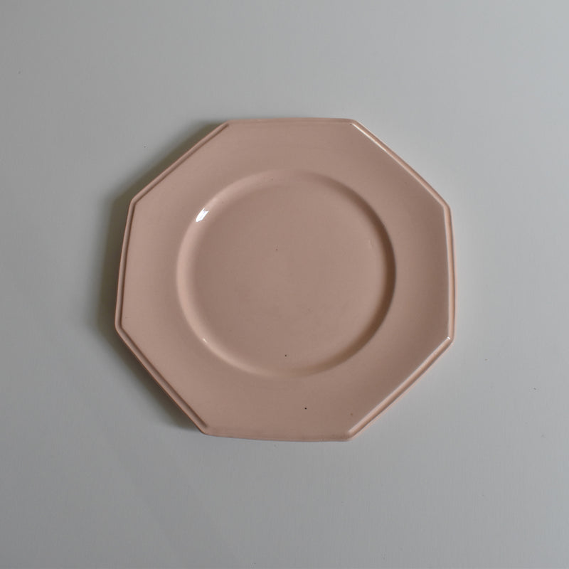 Vintage dessert plate Longwy Octogonale Rose D
