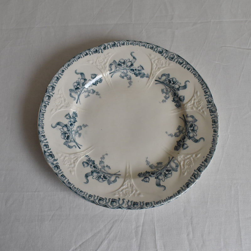 Antique dessert plate, Longwy Muguet (lily of the valley) G