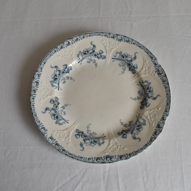 Antique Dessert Plate, Longwy, Muguet (Lily of the Valley), H