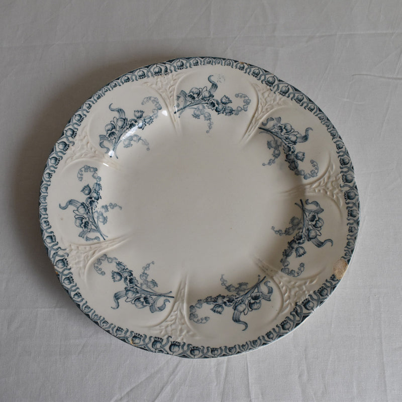 Antique plate, Longwy, Muguet (Lily of the Valley) F
