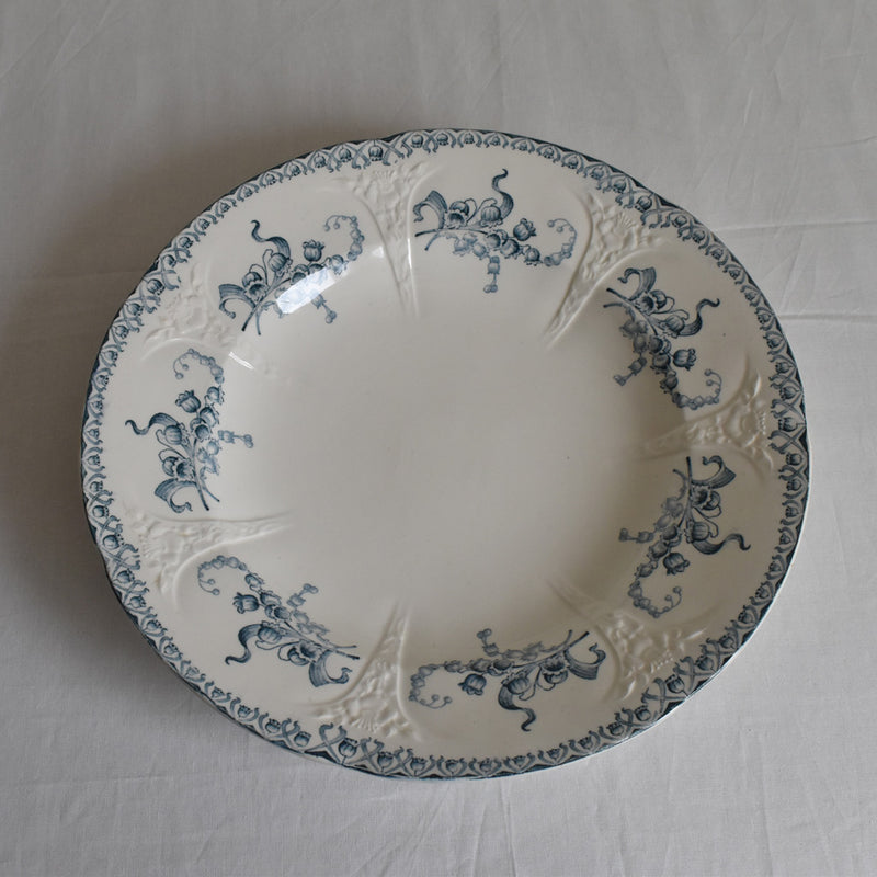 Antique Round Deep Plate, Longwy Muguet (Lily of the Valley)