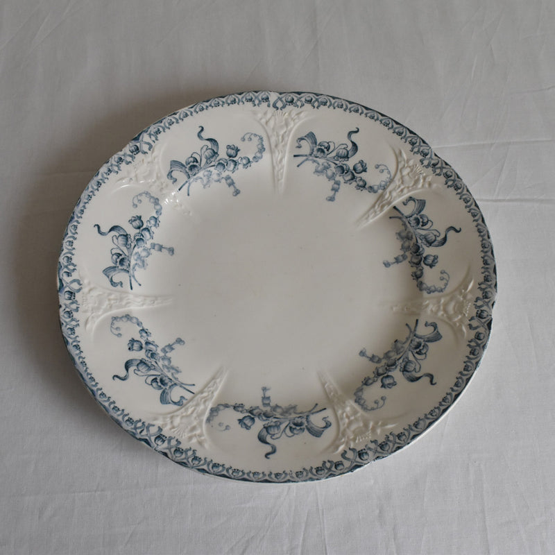 Antique Round Large Plate, Longwy, Muguet (Lily of the Valley) B