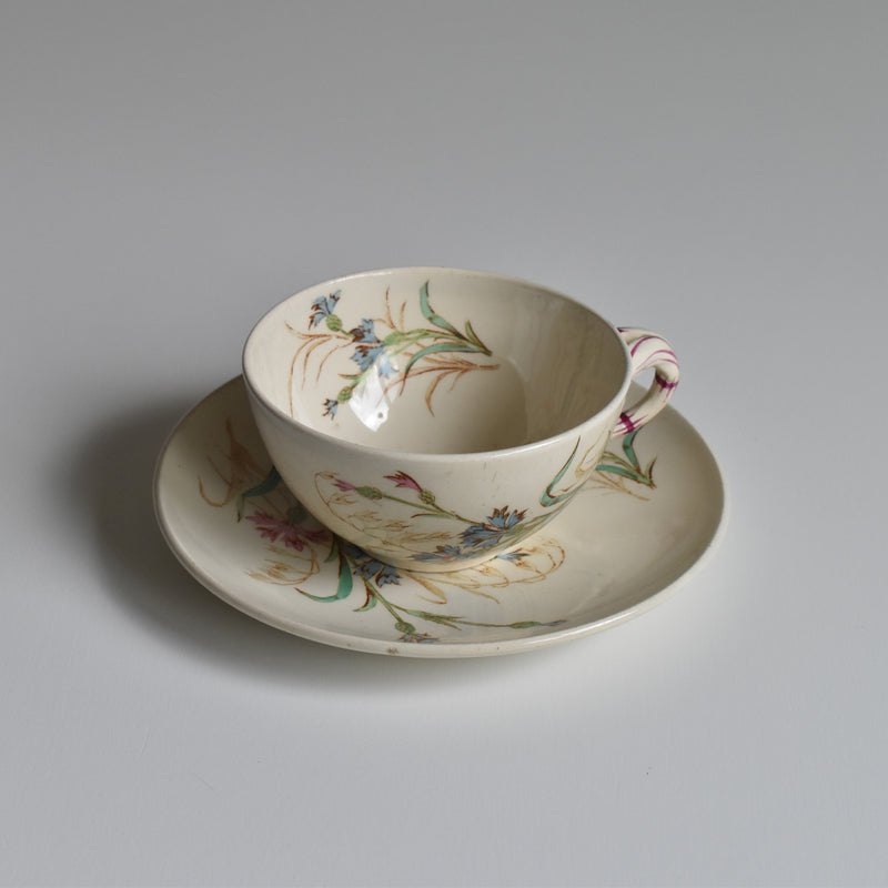 Antique Cup and Saucer K&G Lunéville Bleuet B