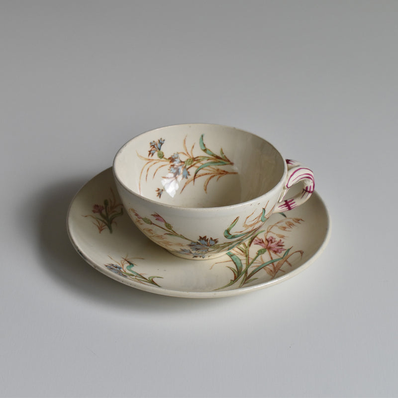 Antique Cup and Saucer K&G Luneville Bleuet C
