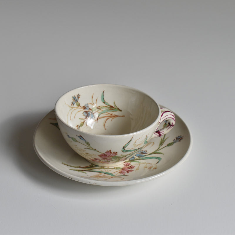 Antique Cup and Saucer K&G Lunéville Bleuet D