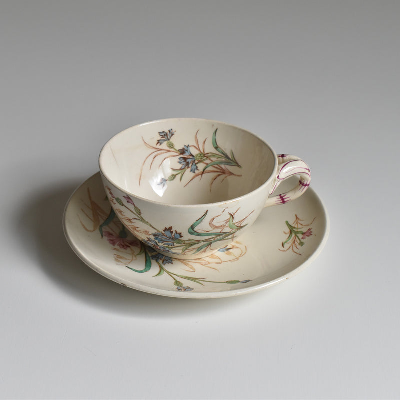 Antique Cup and Saucer K&G Lunéville Bleuet F