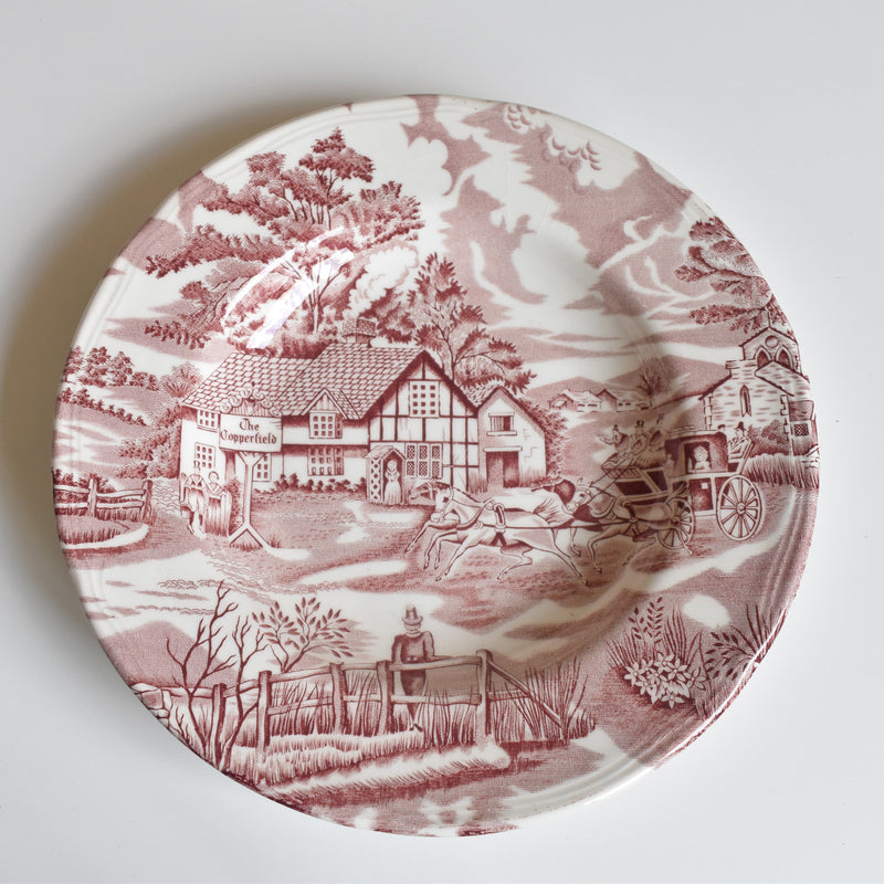 Vintage deep plate English Style rouge F