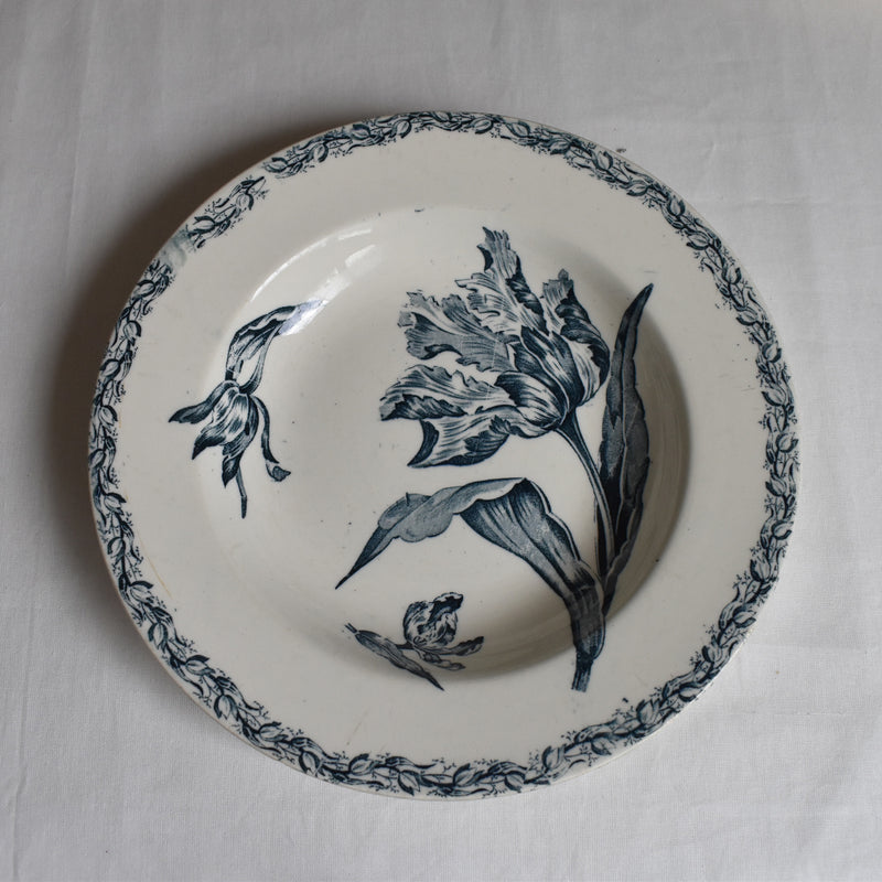 Antique deep plate K&G Luneville Tulipes B