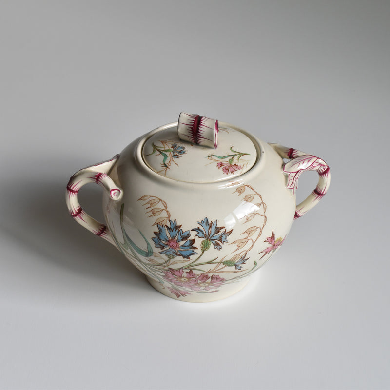 Antique Sugar Bowl K&G Luneville Bleuet