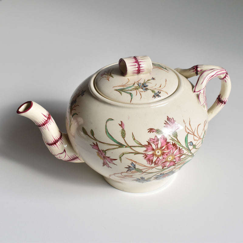 Antique Teapot K&G Luneville Bleuet