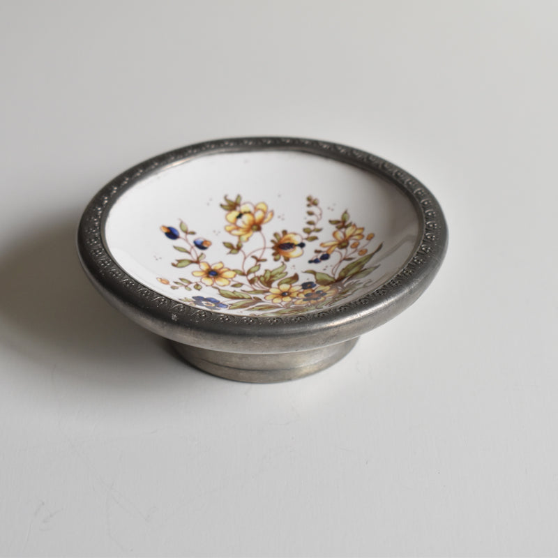 Vintage Pewter and Ceramic Small Coupe