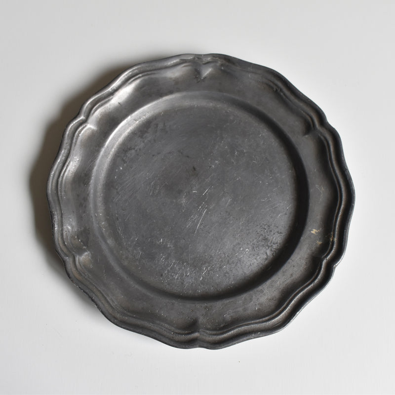 Vintage Pewter Scalloped Plate 19.5cm