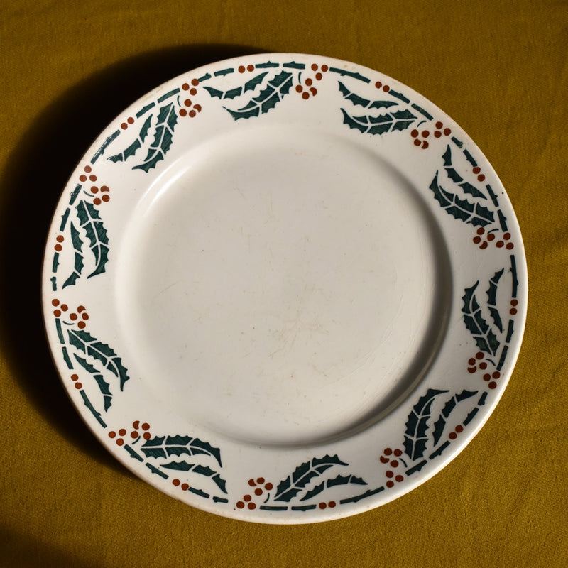 Antique plate - Lunéville - Houx (Holly)