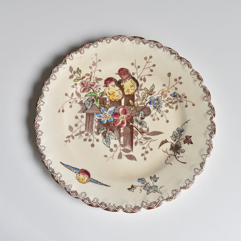 Antique Dessert Plate Onan Oiseaux A