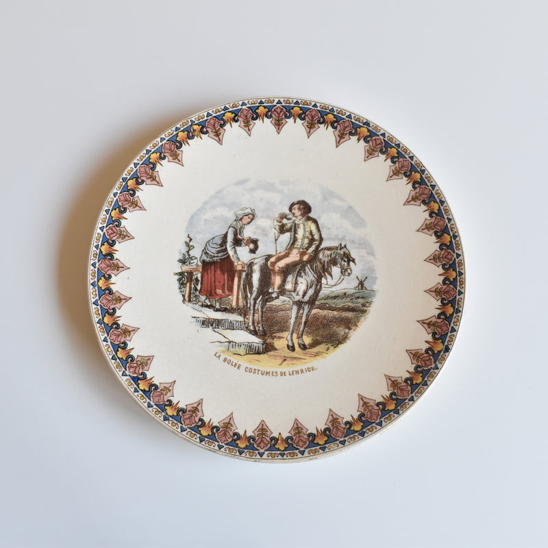 Antique Decorative Plate U&C Sarreguemines La Bolée costume de Lenrick