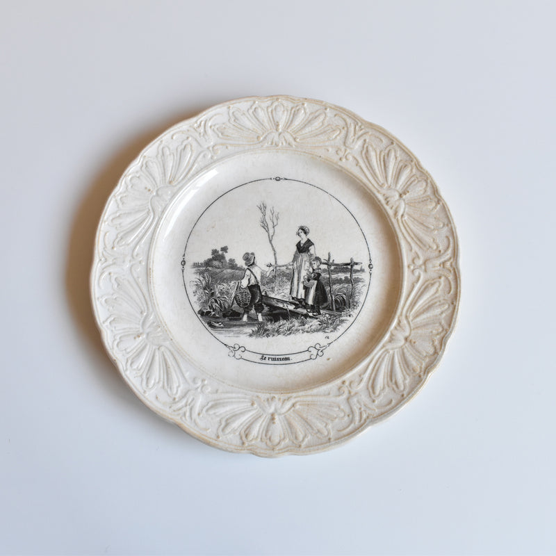 Antique Decorative Plate Sarreguemines Le Ruisseau