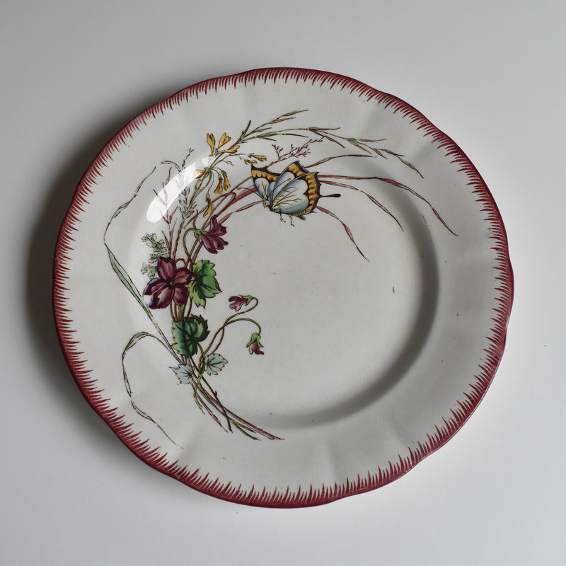 Antique Plate U&C Sarreguemines Papillon (Butterfly)