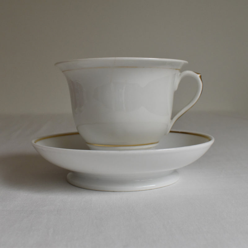 Vintage Large Chocolate Cup & Saucer, Porcelain