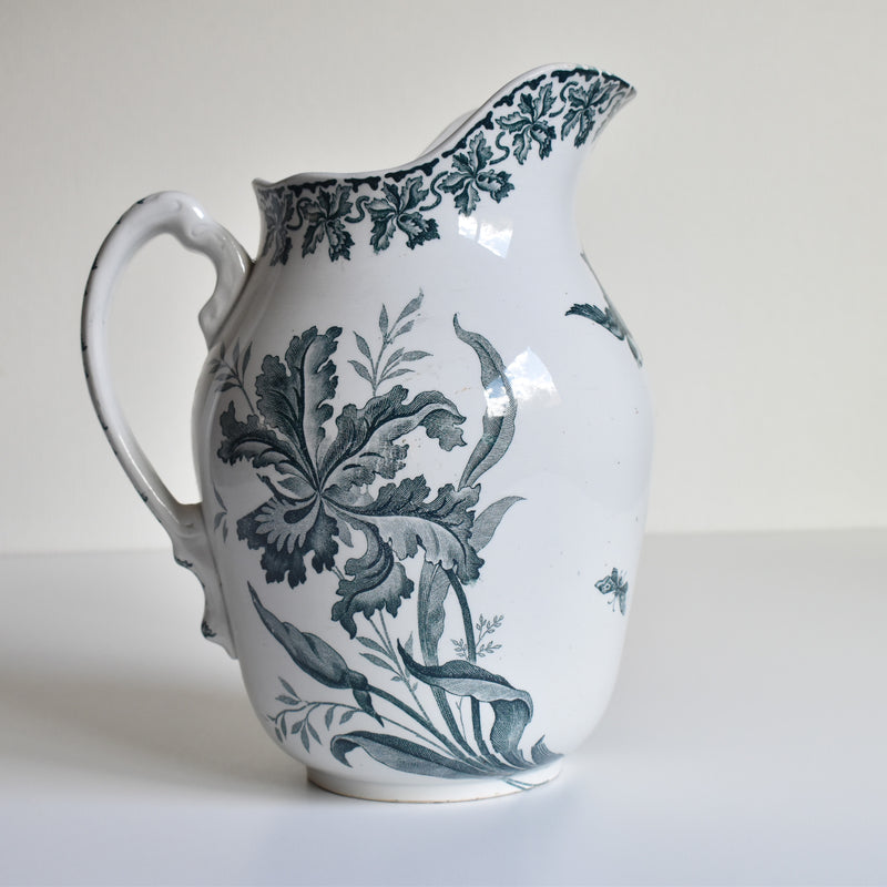 Antique pitcher Saint-Amand Orchidees