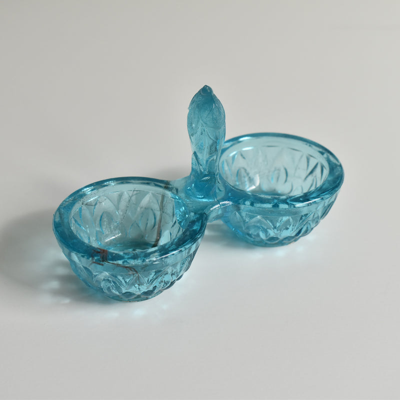 Vintage Glass Salt & Pepper Shakers - Blue