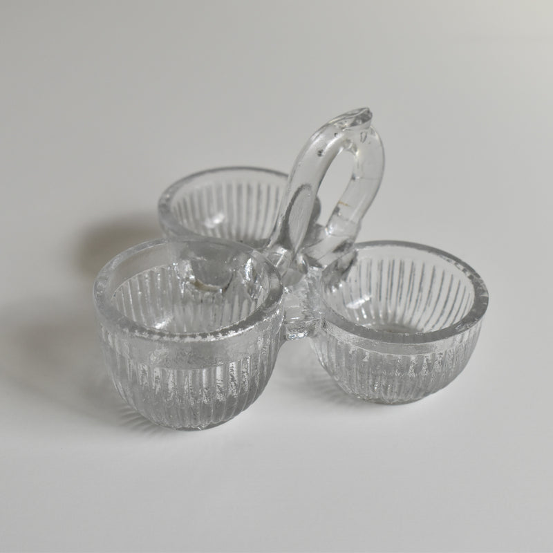 Vintage Glass Salt & Pepper Triple