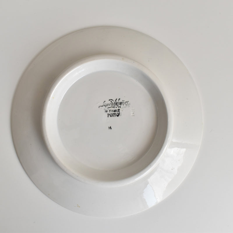 Vintage pedestal plate Digoin & Sarreguemines Poitou
