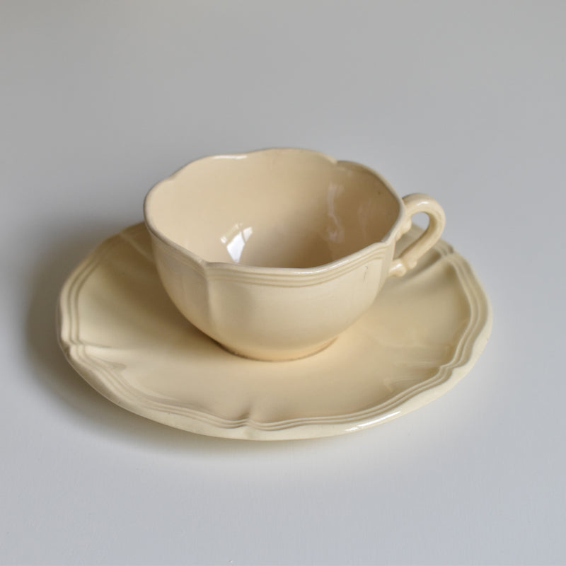 Vintage Teacup & Saucer, Floral Rim A