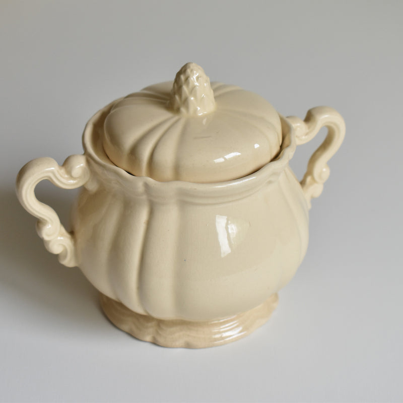 Vintage Sugar Pot, Digoin & Sarreguemines, Floral Rim