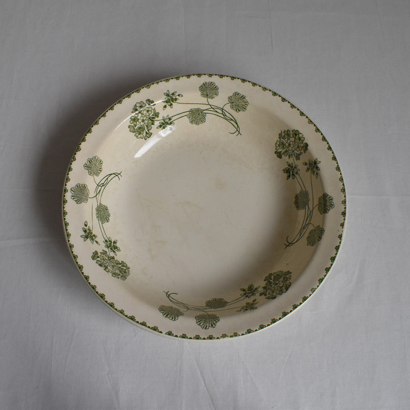 Antique Round Deep Plate, U&C Sarreguemines, Geranium