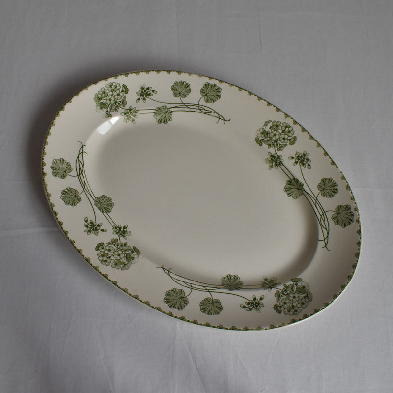 Antique Oval Platter, U&C Sarreguemines Geranium