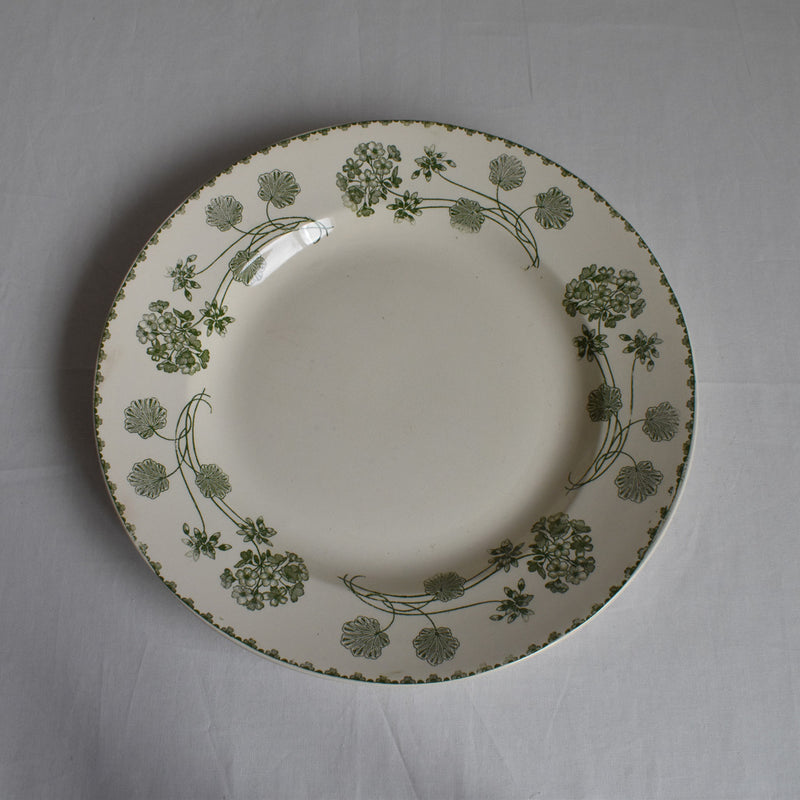 Antique Round Large Plate, U&C Sarreguemines, Geranium