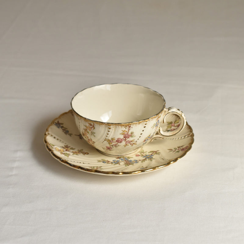Antique Cup & Saucer, Sarreguemines Louis XV A