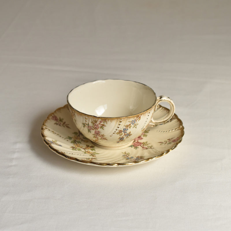 Antique Cup & Saucer U&C Sarreguemines Louis XV B