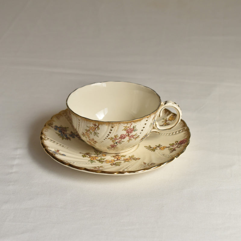 Antique Cup & Saucer U&C Sarreguemines Louis XV C
