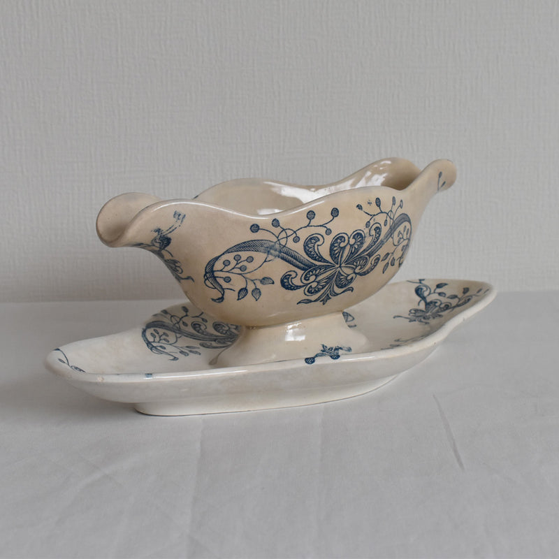Antique Sauce Boat FL (Faience de Lyon) Joconde