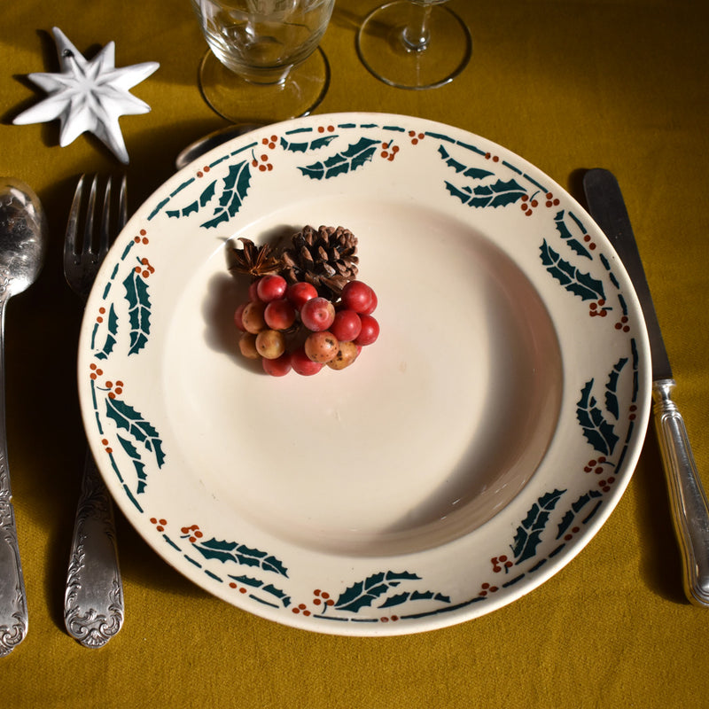 Antique Deep Plate - Lunéville Houx (Holly) - D