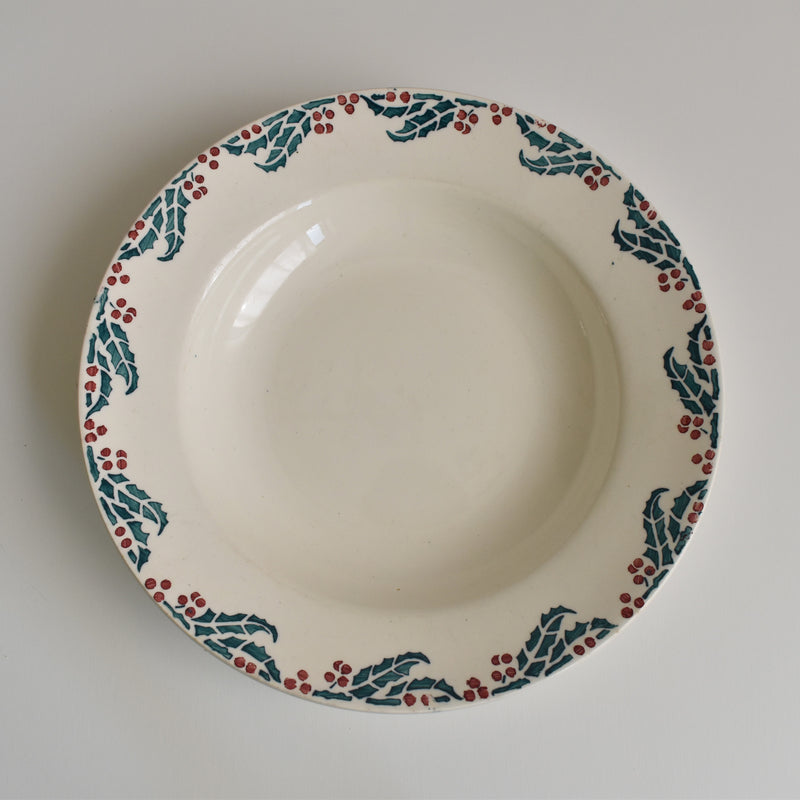 Vintage Deep Plate Digoin & Sarreguemines Houx (Holly) B
