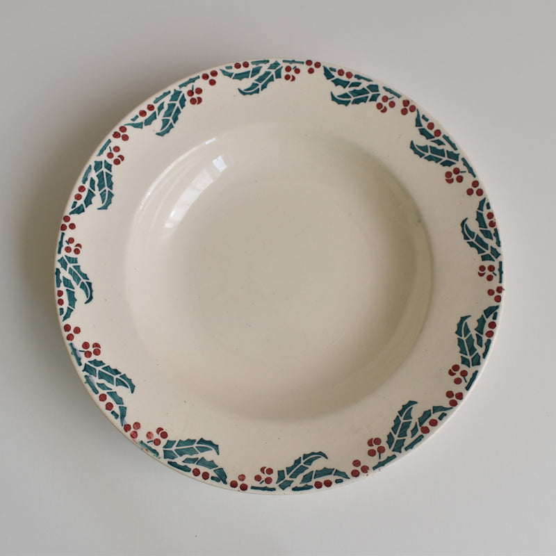 Vintage Deep Plate Digoin & Sarreguemines Houx (Holly) E