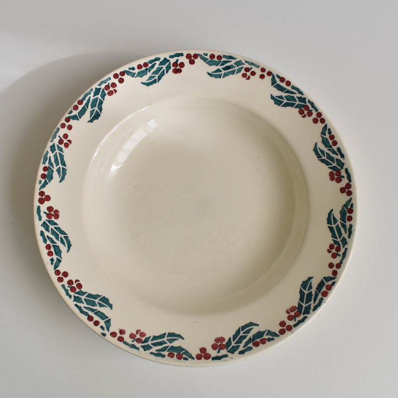 Vintage Deep Plate Digoin & Sarreguemines Houx (Holly) F