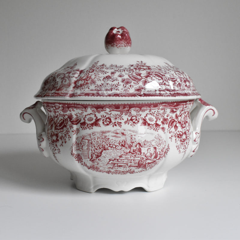 Vintage Soup Tureen, Lunéville Tradition (Red)