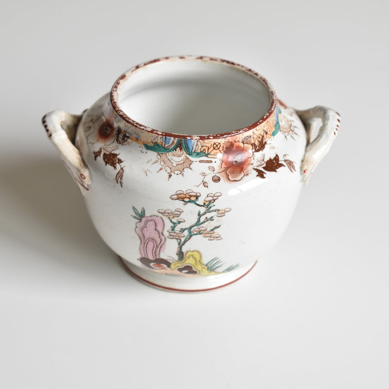 Antique sugar pot Sarreguemines Kyoto