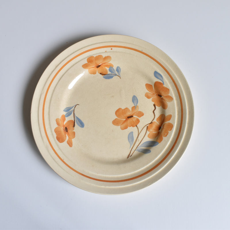 Vintage Dessert Plate Sarreguemines Fleurs Oranges D
