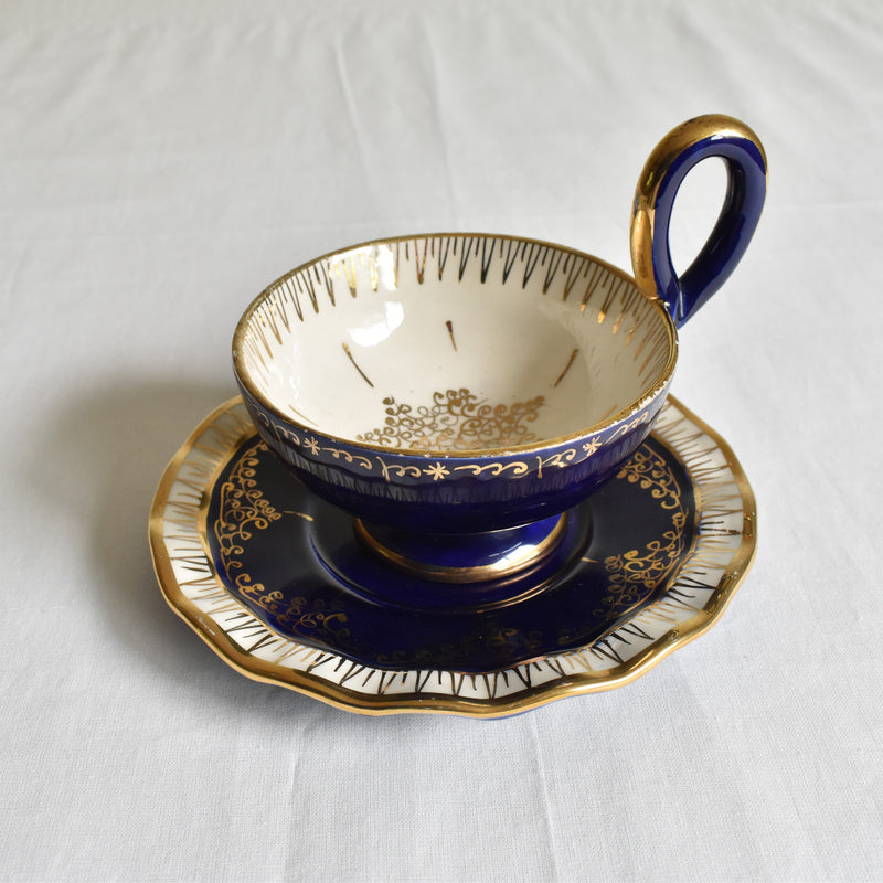 ア.ドラサンヴァル A.Dressinval コーヒーカップ＆ソーサー ダークブルー B