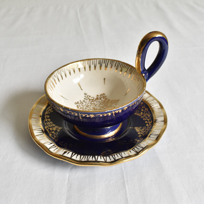 ア.ドラサンヴァル A.Dressinval コーヒーカップ＆ソーサー ダークブルー D