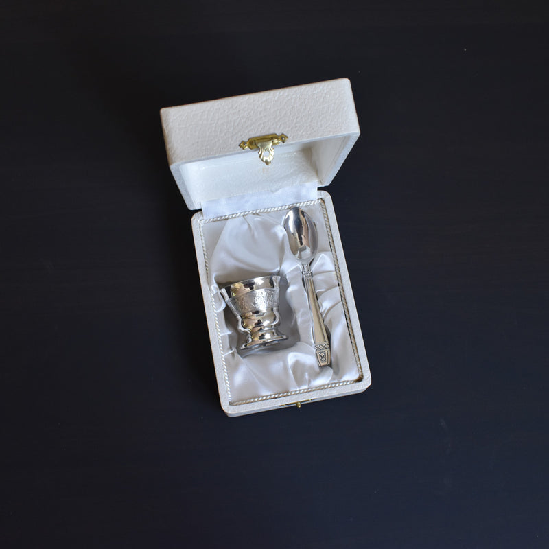 Vintage egg cup and spoon set