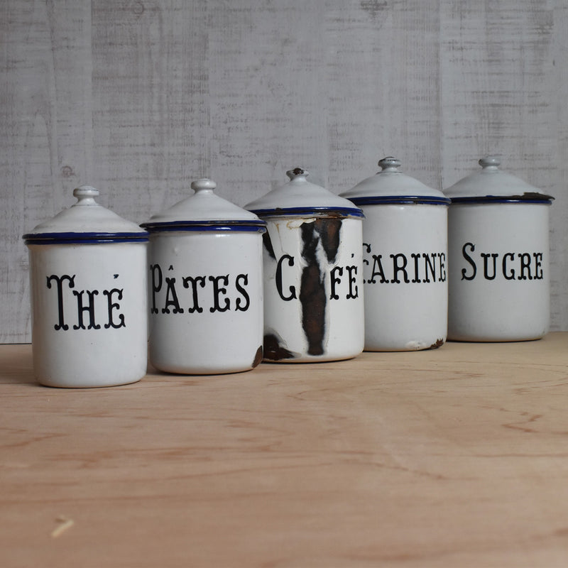 Vintage enamel storage containers - 5 pieces