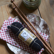 メゾンシソン　ニットサラミsaucissons aux myrtilles 皿の上 