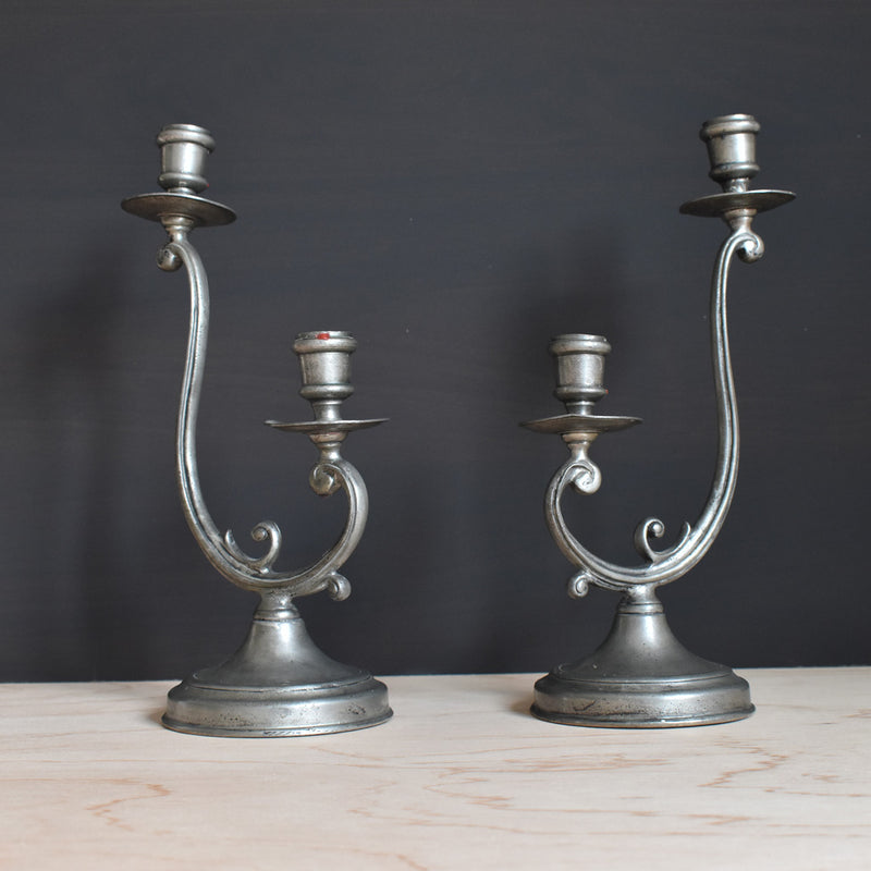 ピューター　キャンドルホルダー　2点セット